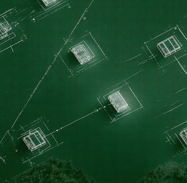 A technical site plan showing battery containers positioned across a project layout